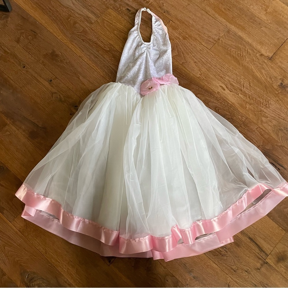 Weissman Tulle & Pink Rose Detail Sequin Ballet Dance Costume size Medium Child
